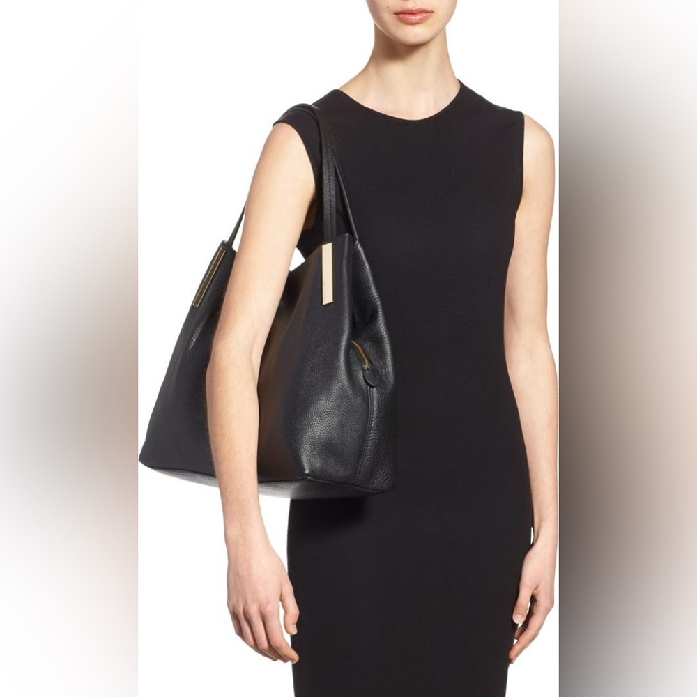 Vince Camuto Black Leather Shoulder Bag Silver Hardware